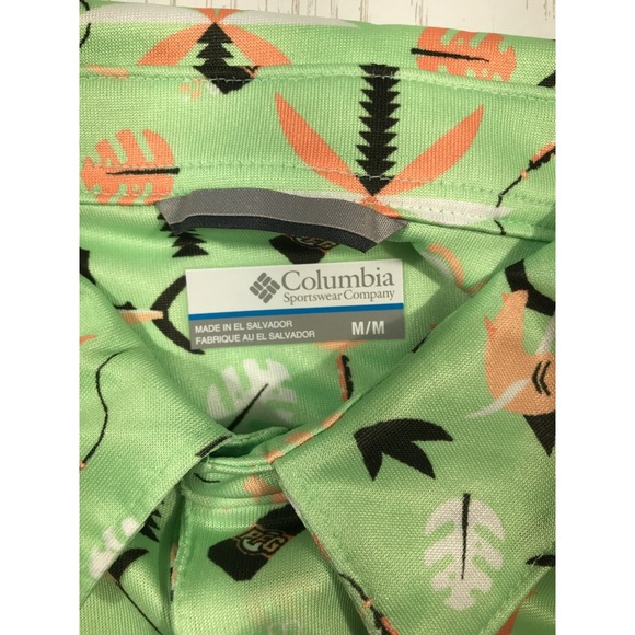 Columbia PFG Super Slack Tide Performance Stretch Polo Men M Green UPF 50 New - Picture 8 of 12